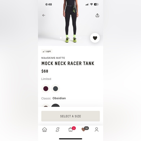 NikeSKIMS Matte Mock Neck Racer Tank. Obsidian. XL. Like New! - Picture 4 of 7